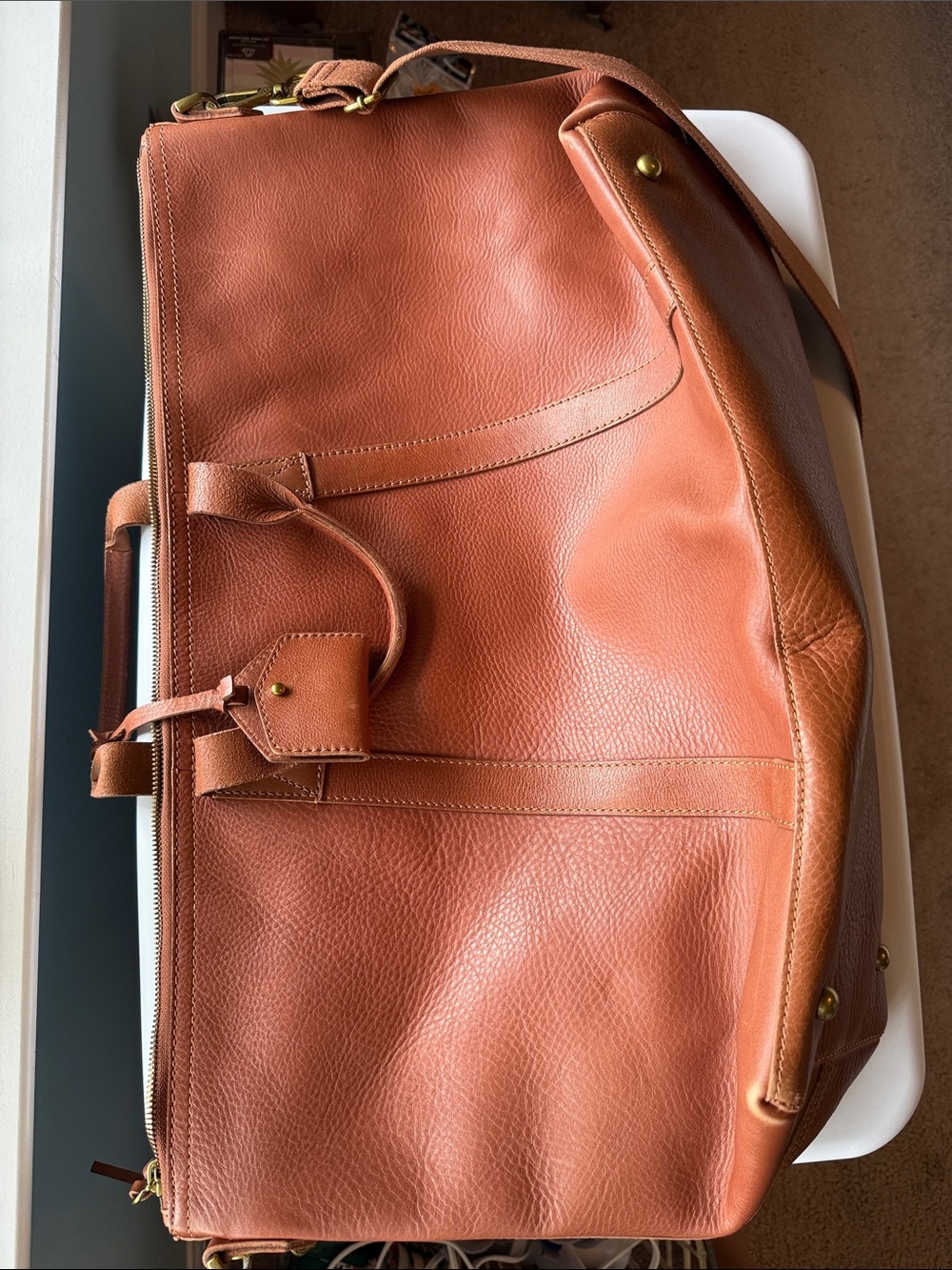 Madewell Classic Leather Transport Weekender Bag - English Saddle Brown - Picture 4 of 8